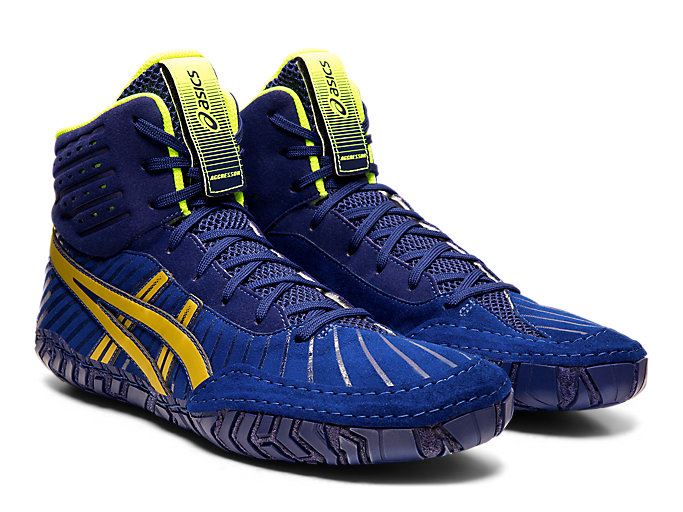 Asics Aggressor 4 Muške Cipele Za Hrvanje Plave Zlatne | XFKO6333