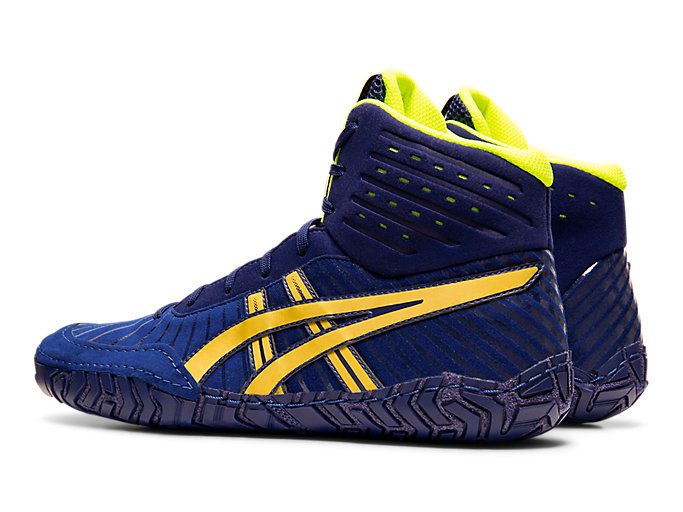 Asics Aggressor 4 Muške Cipele Za Hrvanje Plave Zlatne | XFKO6333