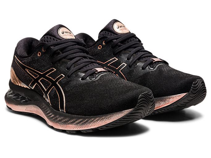 Asics GEL-NIMBUS 23 PLATINUM Ženske Tenisice Crne Roze Zlatne | TUZC7158