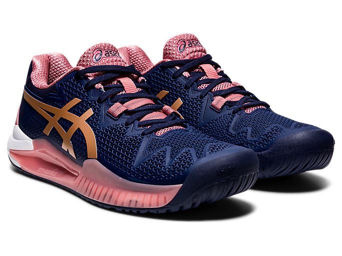 Asics GEL-Resolution 8 Ženske Tenisice Tamnoplave Roze Zlatne | EMVV6338