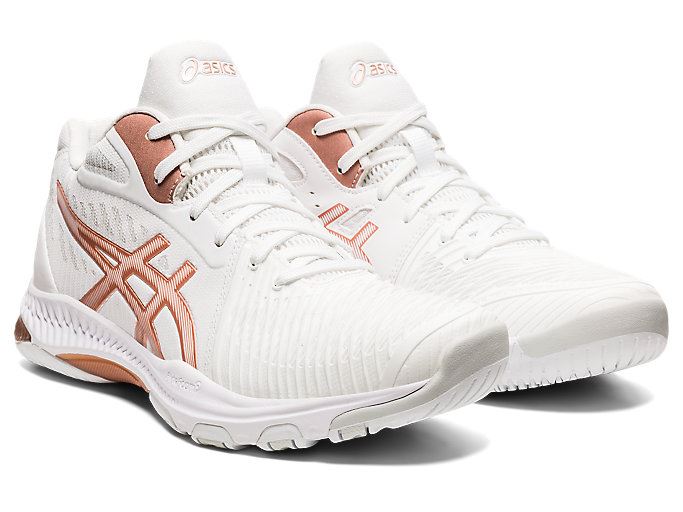 Asics NETBURNER BALLISTIC FF MT 2 Ženske Tenisice Za Odbojku Bijele Roze Zlatne | SKKQ2365